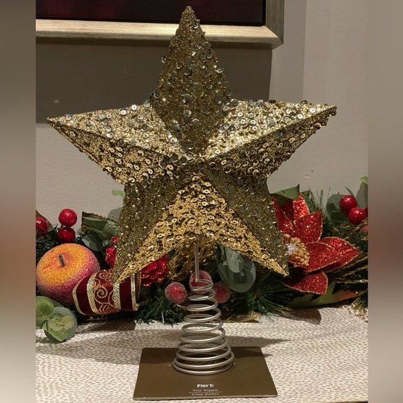 Pier 1 Gold Sequin Tree Topper - Picture 8 of 10